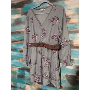 Women's WALLFLOWER Sage Green Floral Long Sleeve Dress XL